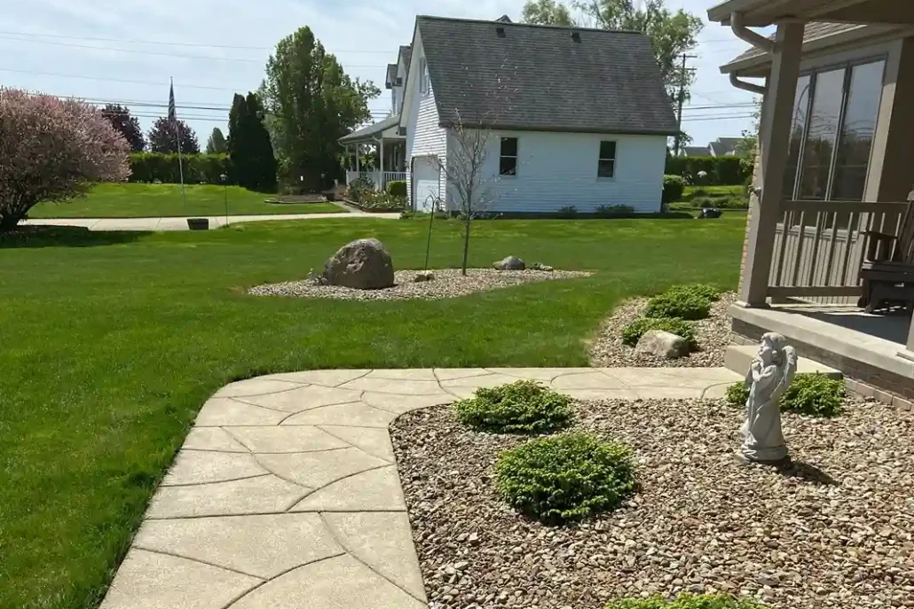 Clean Stamped Concrete After Being Cleaned in Mahoning Valley.