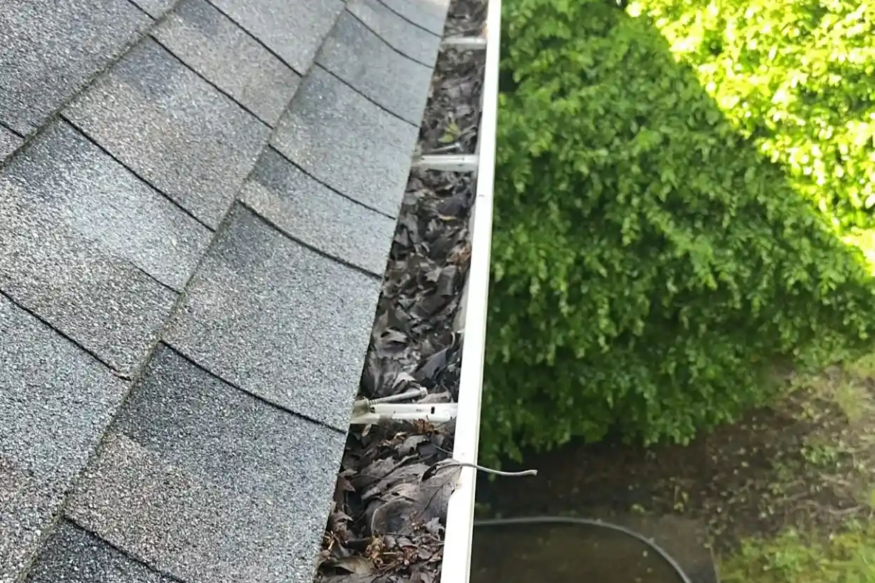 Dirty, Clogged Gutters in Austintown, Ohio.