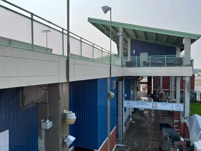 The Mahoning Valley Scrappers' Grandstands Shining After Being Pressure Washed by P&D Power Washing.