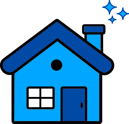 Light and Dark Blue House with Stars To the Top Right of it Signifying Curb Appeal.