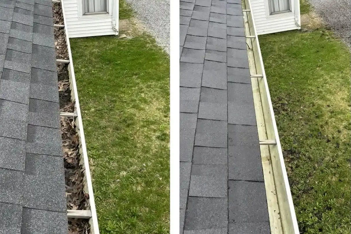 Before and After of Gutter Cleaning in Boardman.