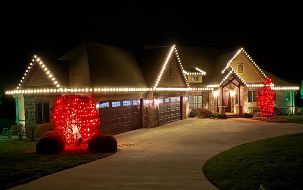Holiday Lighting on a Canfield Home.