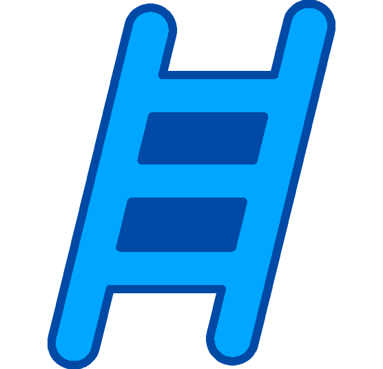 A Blue Leaning Ladder Signifying a Holiday Lighting Installation Company.