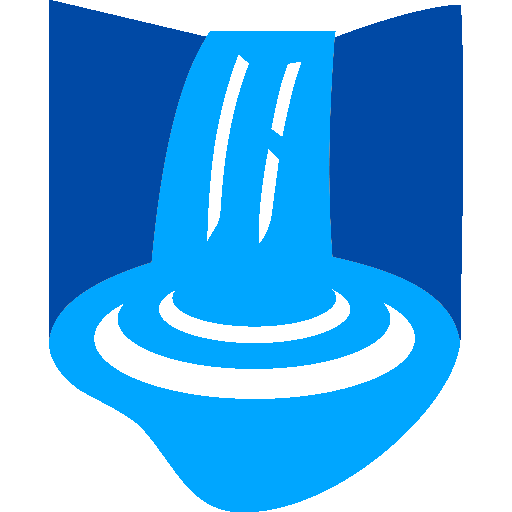 Light Blue Water Flowing Over a Dark Blue Wall Signifying Overflowing Gutters.