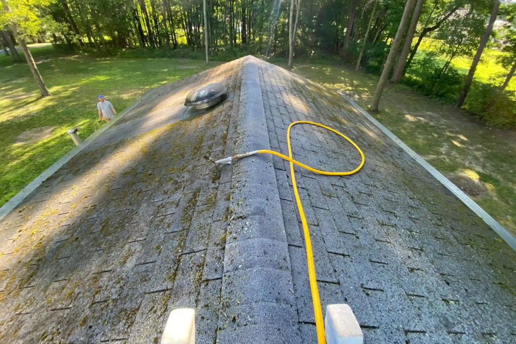 Clean Roof in Howland After Pressure Washing.