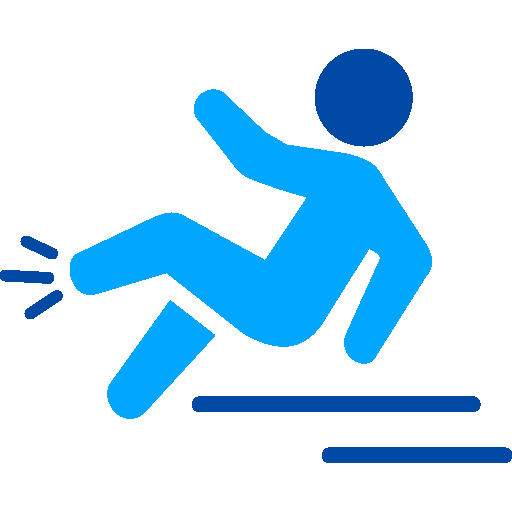 A Light Blue and Dark Blue Slip Hazard Icon.
